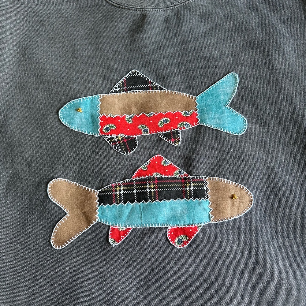 Comfort Colors Gray Sweatshirt with fish appliqué